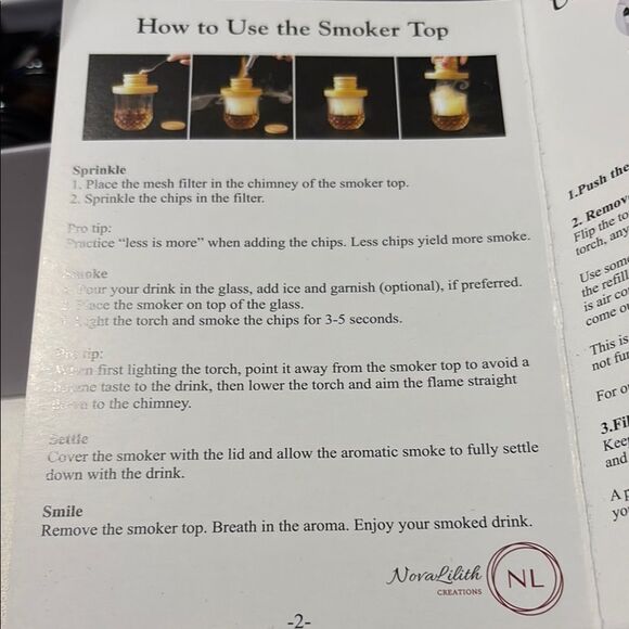 NovaLilith Old Fashioned Cocktail Smoker Kit with Torch (no butane) - Picture 11 of 13